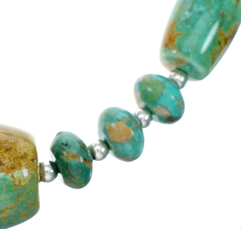 Native American Navajo Turquoise Sterling Silver Bead Necklace NX12222