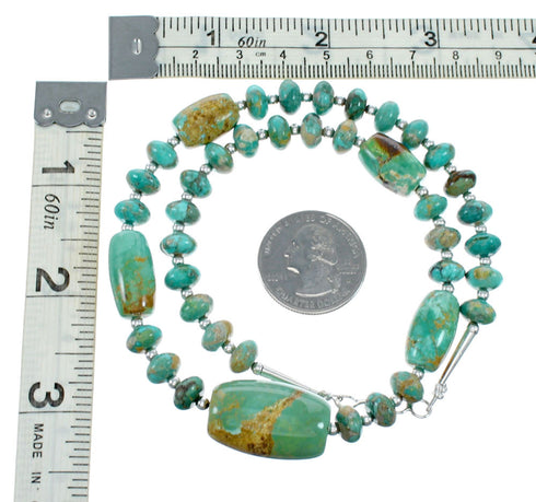 Native American Navajo Turquoise Sterling Silver Bead Necklace NX12222