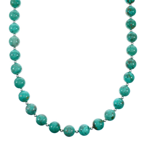Genuine Navajo Turquoise Sterling Silver Bead Necklace NX12223