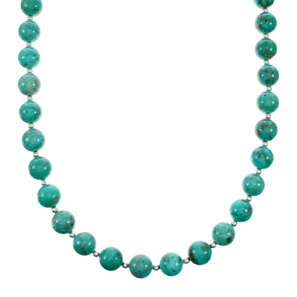 Genuine Navajo Turquoise Sterling Silver Bead Necklace NX12223