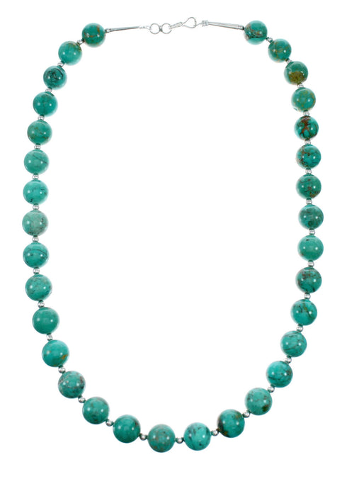 Genuine Navajo Turquoise Sterling Silver Bead Necklace NX12223