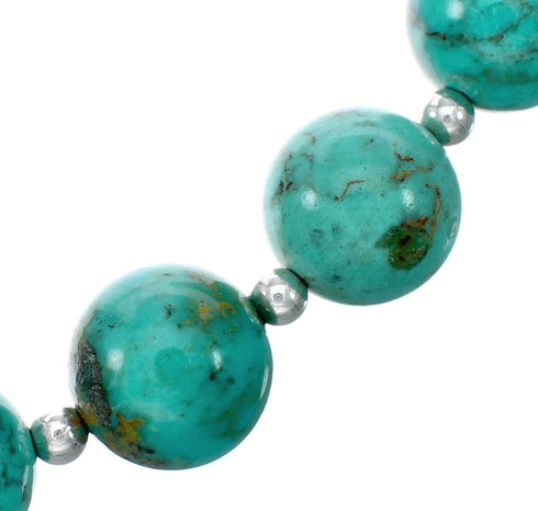 Genuine Navajo Turquoise Sterling Silver Bead Necklace NX12223