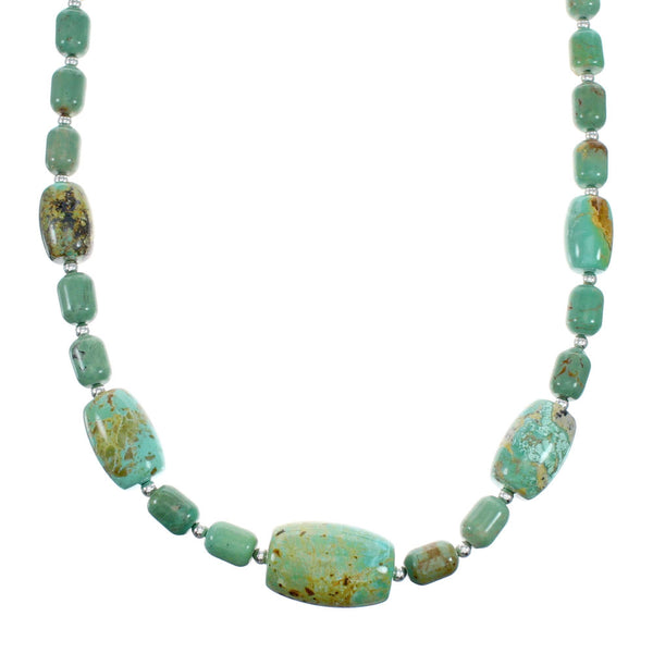 Native American Navajo Turquoise Sterling Silver Bead Necklace NX12224
