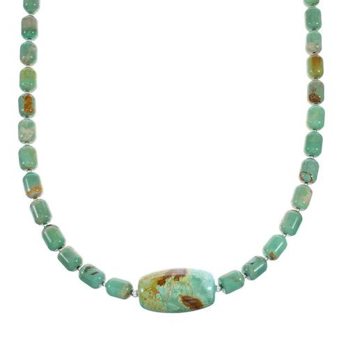 Navajo Turquoise Sterling Silver Bead Necklace NX12225