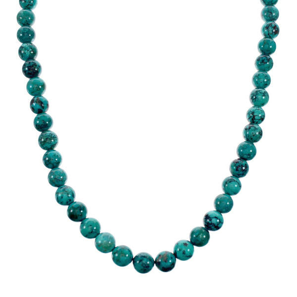 Turquoise Sterling Silver Navajo Bead Necklace NX12226