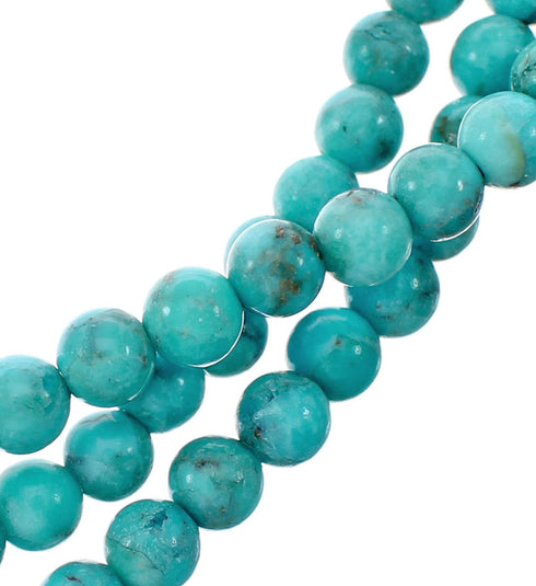 Navajo 3-Strand Sterling Silver Turquoise Bead Necklace NX12227