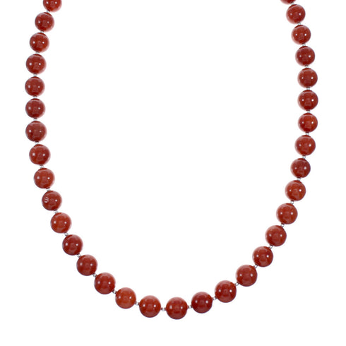Navajo Native American Sterling Silver Coral Bead Necklace NX12231
