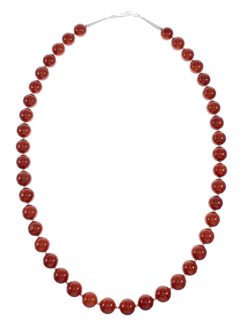 Navajo Native American Sterling Silver Coral Bead Necklace NX12231