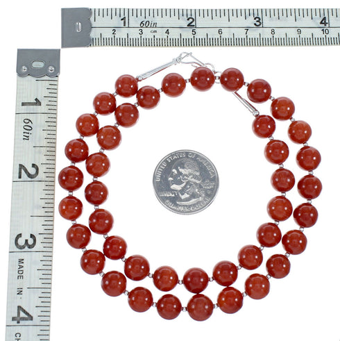 Navajo Native American Sterling Silver Coral Bead Necklace NX12231