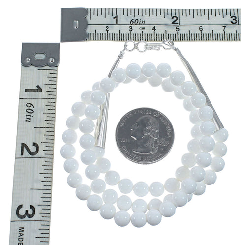 Native American Sterling Silver Bead Mother Of Pearl Necklace NX12235