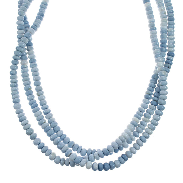 3-Strand Sterling Silver and Blue Lace Agate Bead Necklace NX12237