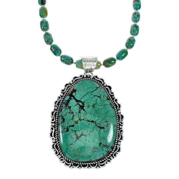 Genuine Turquoise Sterling Silver Navajo Necklace NX12238