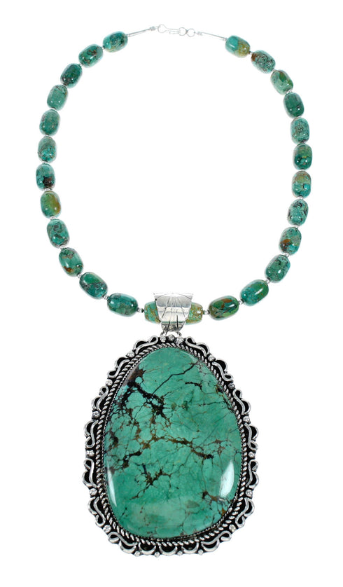 Genuine Turquoise Sterling Silver Navajo Necklace NX12238