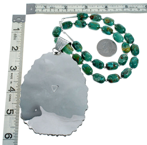 Genuine Turquoise Sterling Silver Navajo Necklace NX12238