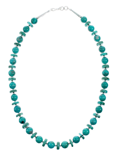 Authentic Navajo Turquoise Sterling Silver Bead Necklace NX12241