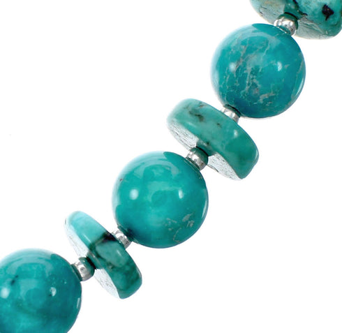 Authentic Navajo Turquoise Sterling Silver Bead Necklace NX12241