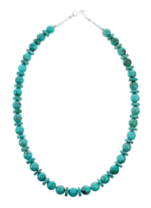 Authentic Navajo Turquoise Sterling Silver Bead Necklace NX12242