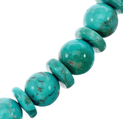 Authentic Navajo Turquoise Sterling Silver Bead Necklace NX12242