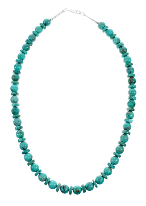 Genuine Navajo Turquoise Sterling Silver Bead Necklace NX12244