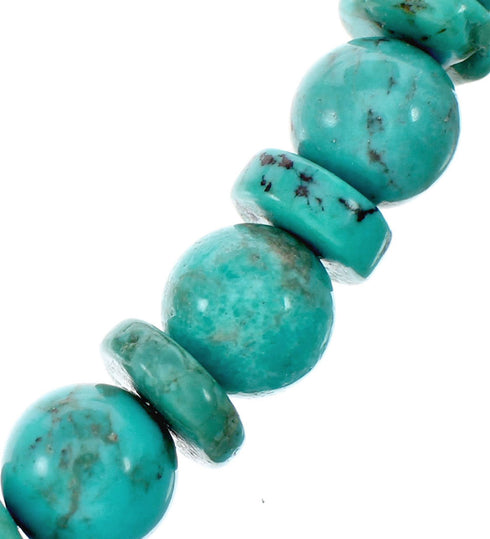 Genuine Navajo Turquoise Sterling Silver Bead Necklace NX12243