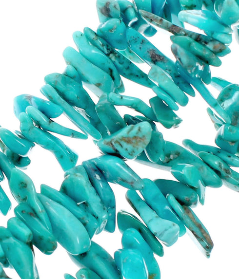 Genuine Navajo 3-Strand Sterling Silver Turquoise Bead Necklace NX12245