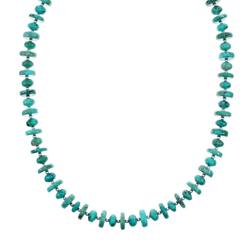 Authentic Navajo Turquoise Sterling Silver Bead Necklace NX12250