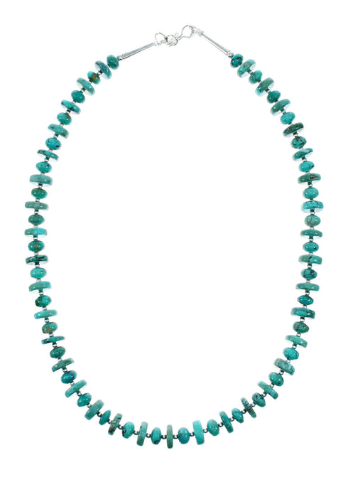 Authentic Navajo Turquoise Sterling Silver Bead Necklace NX12250