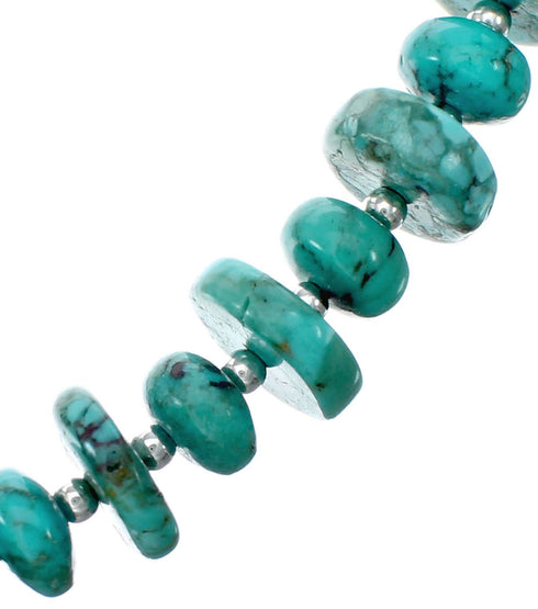 Authentic Navajo Turquoise Sterling Silver Bead Necklace NX12250