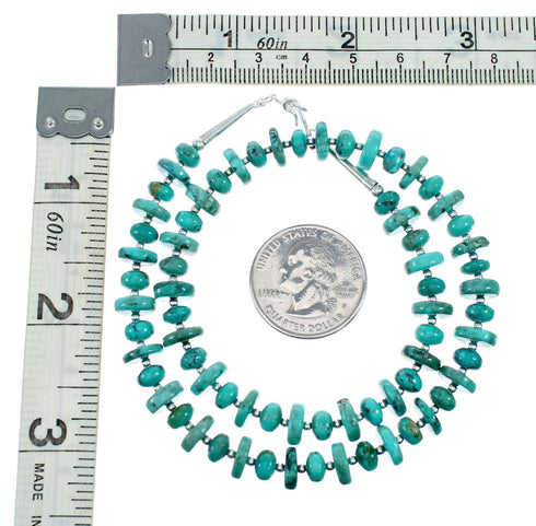 Authentic Navajo Turquoise Sterling Silver Bead Necklace NX12250