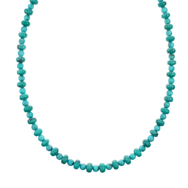 Genuine Navajo Turquoise Sterling Silver Bead Necklace NX12251