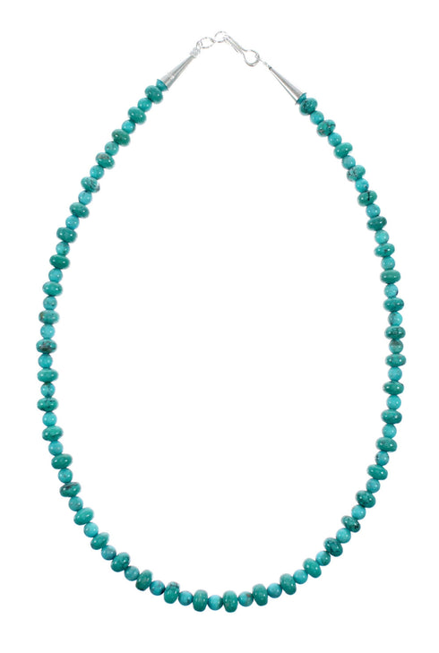 Genuine Navajo Turquoise Sterling Silver Bead Necklace NX12251