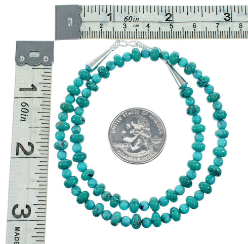 Genuine Navajo Turquoise Sterling Silver Bead Necklace NX12251