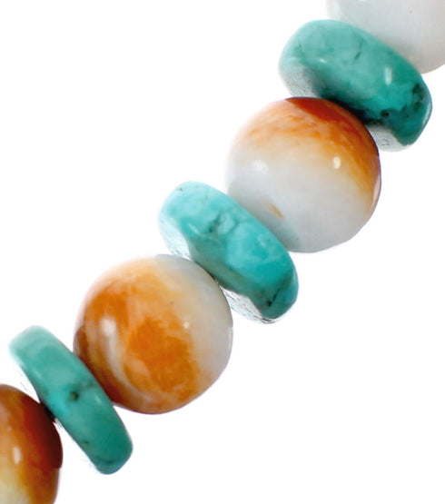 Turquoise and Oyster Shell Sterling Silver Bead Necklace NX12253