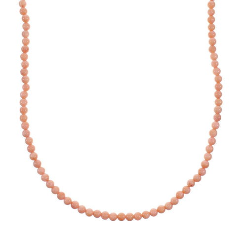 Genuine Pink Coral Sterling Silver Navajo Bead Necklace NX12257