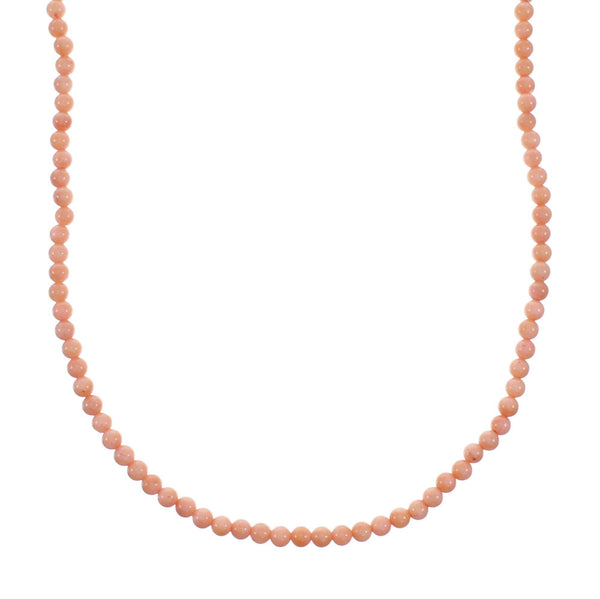 Genuine Pink Coral Sterling Silver Navajo Bead Necklace NX12257