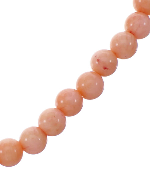 Genuine Pink Coral Sterling Silver Navajo Bead Necklace NX12257