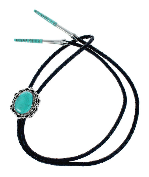 Genuine Navajo Turquoise Sterling Silver Native American Bolo Tie NX12258