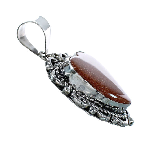 Navajo Goldstone Sterling Silver Native American Heart Pendant NX12262