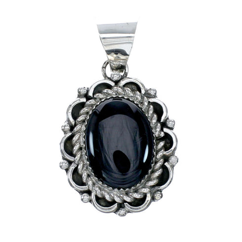 Native American Navajo Onyx Sterling Silver Pendant NX12279
