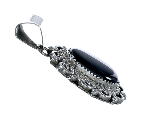 Native American Navajo Onyx Sterling Silver Pendant NX12279