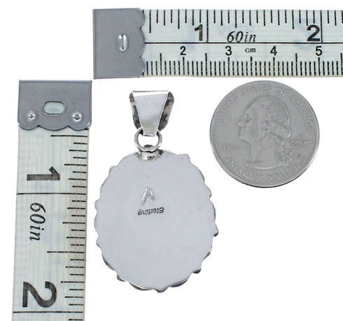 Native American Navajo Onyx Sterling Silver Pendant NX12279