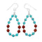 Navajo Turquoise And Coral Sterling Silver Bead Hook Dangle Earrings NX12264