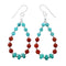 Navajo Turquoise And Coral Sterling Silver Bead Hook Dangle Earrings NX12265
