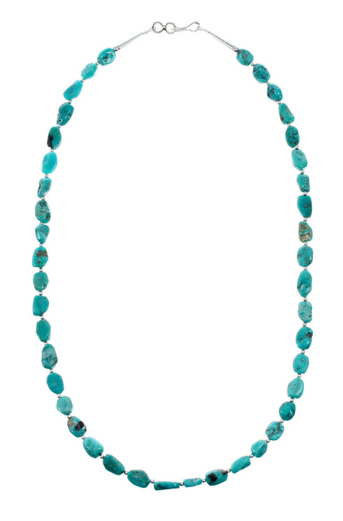 Genuine Navajo Turquoise Sterling Silver Bead Necklace NX12284