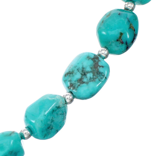 Genuine Navajo Turquoise Sterling Silver Bead Necklace NX12284