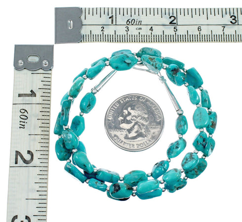 Genuine Navajo Turquoise Sterling Silver Bead Necklace NX12284