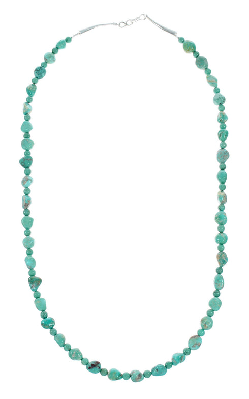 Kingman Navajo Turquoise Sterling Silver Bead Necklace NX12285