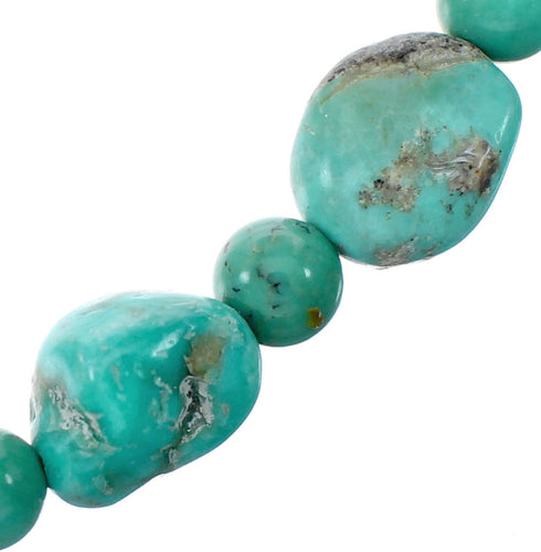 Kingman Navajo Turquoise Sterling Silver Bead Necklace NX12285