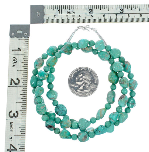 Kingman Navajo Turquoise Sterling Silver Bead Necklace NX12285