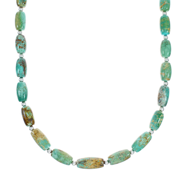 Navajo Carico Lake Turquoise Sterling Silver Bead Necklace NX12286
